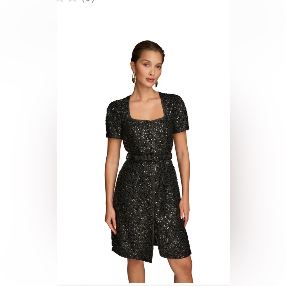 Donna Karan Black Sequin Midi Dress